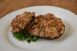 Chicken and Walnut Stuffed Mushrooms