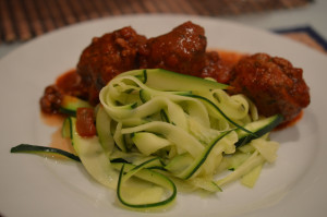 Meatballs and Zucchini Ribbons