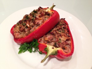 Chicken and mushroom stuffed capsicums