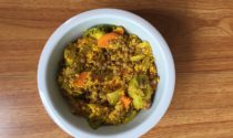 Millet, lentils and brussels bowl
