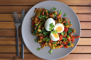 Spicy chicken hash